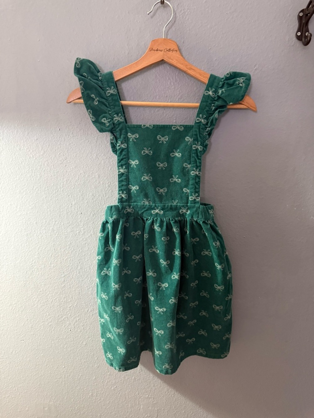 Tucker + Tate Teal Bow-Embroidered Pinafore Dress